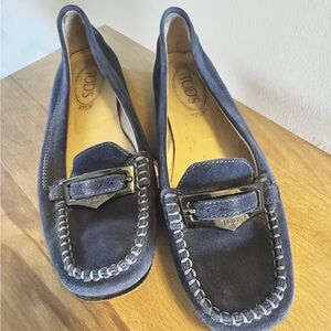 Tod's Navy Suede Loafers for Women